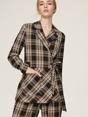 Pamela Love x Rent the Runway plaid tie waist blazer